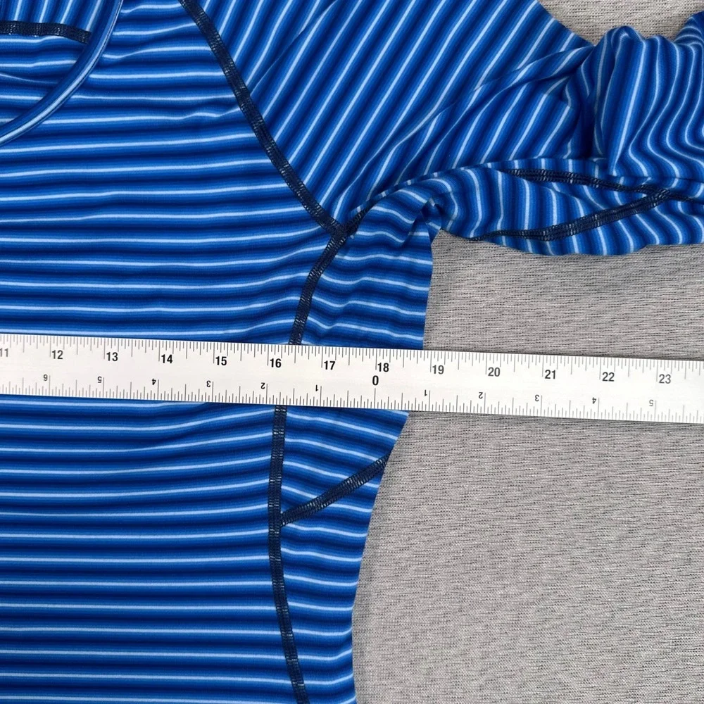Mountain Hardwear Base Layer Top Shirt Womens L Blue Striped Long Sleeve Raglan - Picture 4 of 10